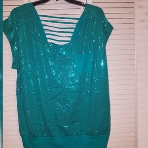 Turquoise sequin top